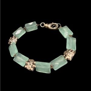 Vintage Artisan Sea Foam Faceted Aquamarine Bracelet - independent artist
